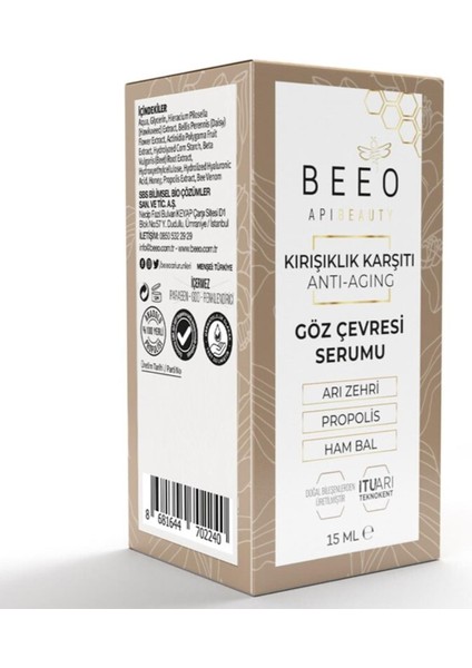 Apibeauty Arı Zehirli Propolisli Anti-Aging Göz Çevresi Bakım Serumu 15 ml