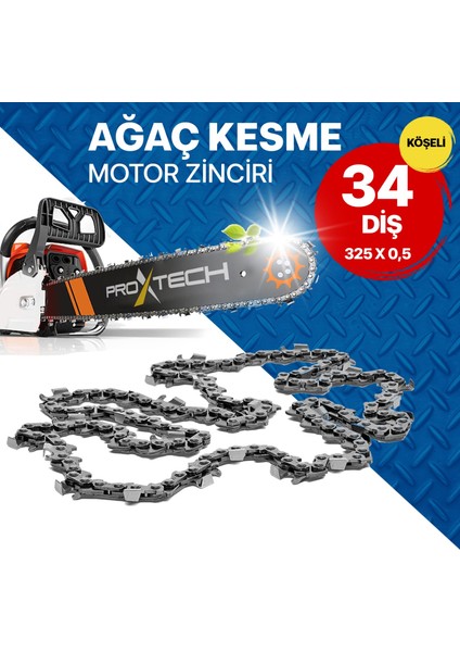 Profesyonel Yüksek Keskınlık,325/0,5-68 (34) Köşeli Motorlu Testere Zinciri 34 Diş