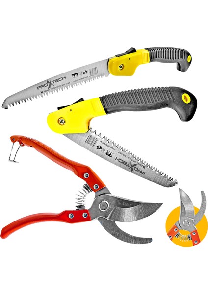 Katlanabilir Emniyetli Cep Bahçe Budama Testeresi 180 mm dal Budama Makası 2li Set