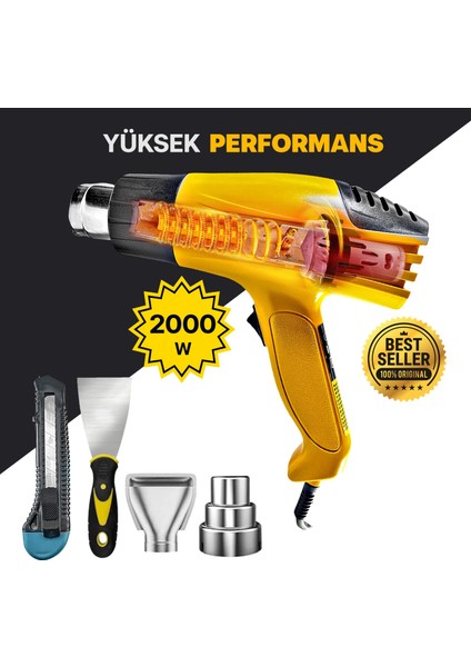 Profesyonel Bakır Sargılı 2 Kademeli Isı Ayarlı Sıcak Hava Üfleme Tabancası