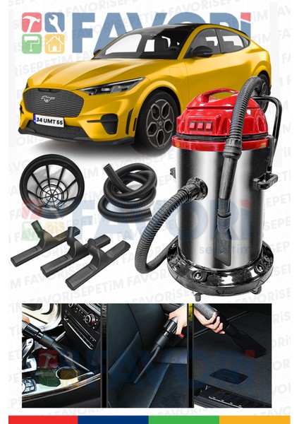 Herkoşulda Yüksek Vakum Gücü 3 Motorlu Islak -Kuru Krom Kazanlı Süpürge 3600w Aksesular