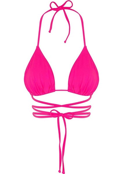 Fuşya Belden Bağcıklı Üçgen Bikini Takımı