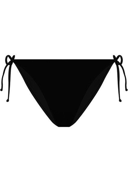 Siyah Belden Bağcıklı Üçgen Bikini Takımı