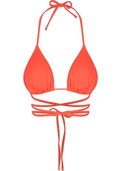 Turuncu Belden Bağcıklı Üçgen Bikini Takımı