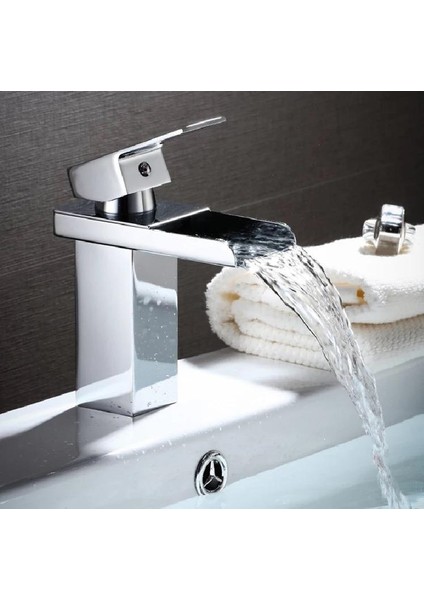 Krom Kare Lavabo Bataryası Yeni Şelale Model Yüksek Kalite Lüks Lavabo Musluğu Çift Girişli Armatür fiyatları