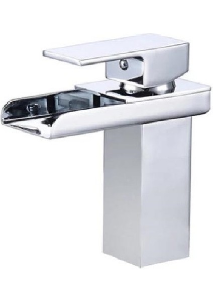 Krom Kare Lavabo Bataryası Yeni Şelale Model Yüksek Kalite Lüks Lavabo Musluğu Çift Girişli Armatür