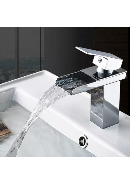 Krom Kare Lavabo Bataryası Yeni Şelale Model Yüksek Kalite Lüks Lavabo Musluğu Çift Girişli Armatür modelleri