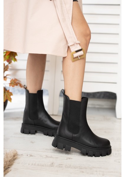Senni Siyah Yandan Lastikli Kalın Taban Günlük Bot fiyatları