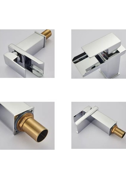Krom Kare Lavabo Bataryası Yeni Şelale Model Yüksek Kalite Lüks Lavabo Musluğu Çift Girişli Armatür fırsatları