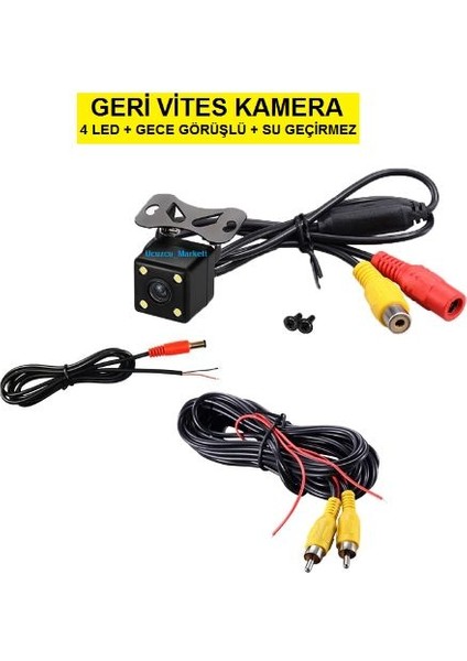 Ucuzcu Market Geri Vites Kamera ( 4led Gece Görüşlü + Su Geçirmez + Mesafe Çizgili )