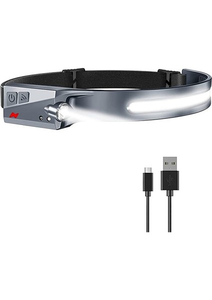 Indüksiyon Far Cob LED Kafa Lambası 5 Aydınlatma Modu Dahili Pil ile Kafa Işığı (Yurt Dışından)