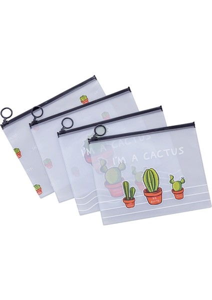 4ADET Basit Şeffaf Karikatür Kaktüs Etui Kawaii Kalem Çantası Ofis Okul Malzemeleri Kırtasiye (Yurt Dışından)