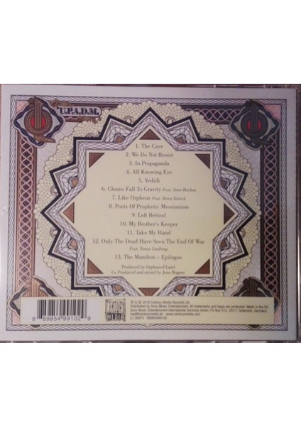 Orphaned Land – Unsung Prophets & Dead Messiahs CD