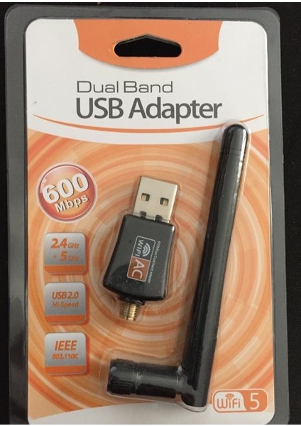 Antenli Kablosuz USB Wifi Alıcı 600 Mbps 5g Dual Band