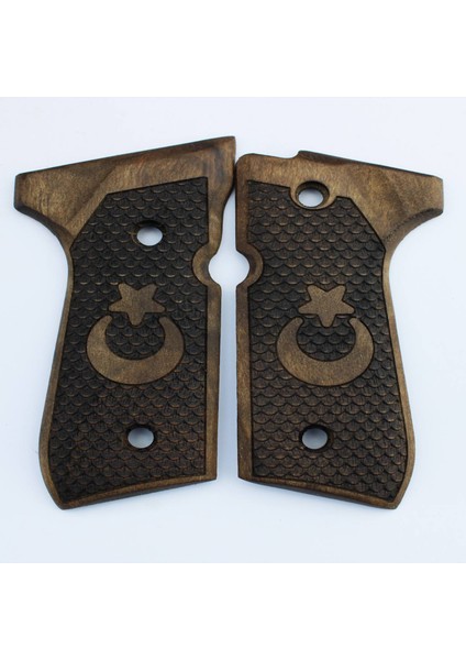 Beretta 92 Fs Arma Ay Yıldız Balık Pulu Ceviz Ahşap Kabze T183