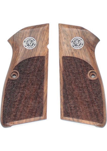 Browning Hp Kulaklı Beyaz Metal Arma Tarama Ceviz Ağacı Ahşap Tabanca Kabzesi
