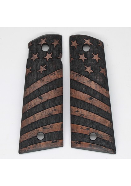 Colt 1911 Amerikan Bayraklı Ceviz Ahşap Tabanca Kabzesi