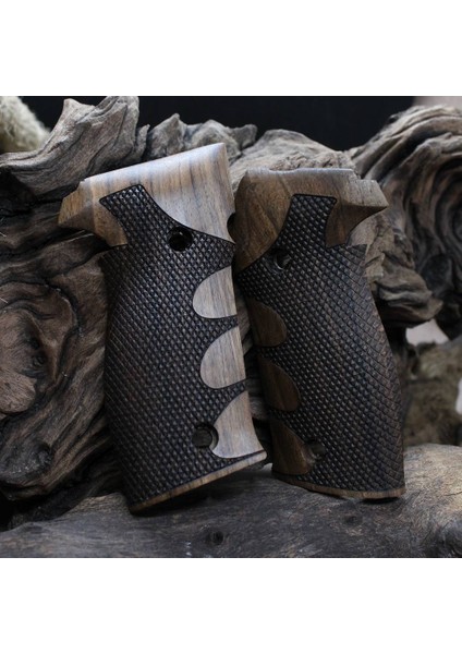 Beretta 92 Fs Ceviz Ağacı Kabze Parmaklı Desen T 128