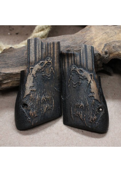 Desert Eagle Ceviz Ağacı Tabanca Kabzesi Ayı Temalı T51