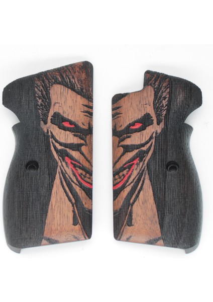 Sıg P210 Halkasız Klasik Joker Kırmızı Göz Ağız Ceviz Ahşap Tabanca Kabzesi