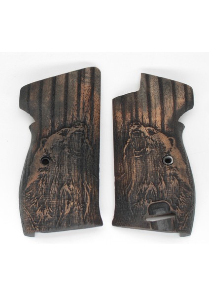 Sıg P210 Ortapedik Halkalı Ayı Figürlü Ceviz Ağacı Ahşap Tabanca Kabzesi