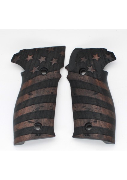 Sıg Sauer P226 Amerikan Bayraklı Ceviz Ağacı Ahşap Kabze T04