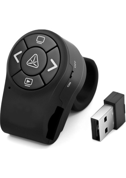 Kablosuz Sunucu Rf 2.4g Parmak Yüzük Uzaktan Powerpoint Ppt Slaytlar Clicker Kalem Şarj Edilebilir