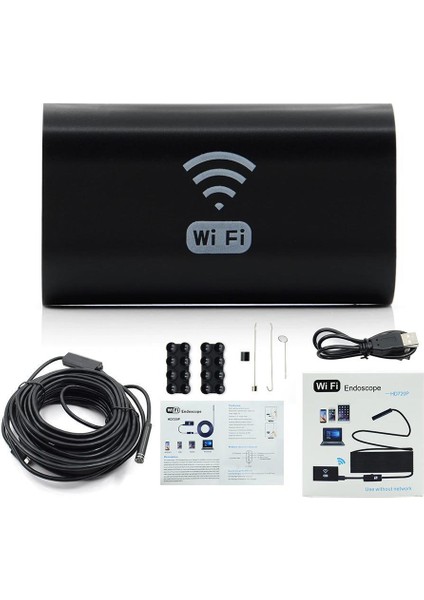 Wifi Endoskop Kamera 720P 8mm 8 LED 7mt Yumuşak Kablo Su Geçirmez