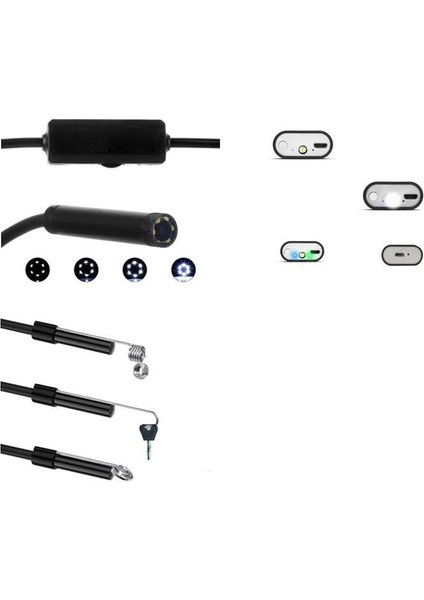 Wifi Endoskop Kamera 720P 8mm 8 LED 7mt Yumuşak Kablo Su Geçirmez