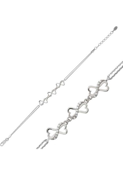 Gümüş Kalpli Sonsuzluk Bileklik