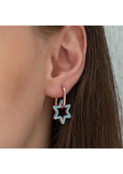 Gümüş Fosforlu Mavi Yıldız Küpe fiyatları