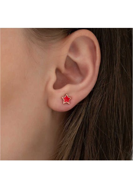 Gümüş Fosforlu Kırmızı Yıldız Küpe indirimleri