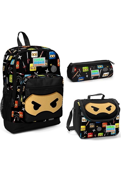 Ninja Savaşçı Erkek Çocuk Ilkokul Çanta Seti- 3 Lü Set