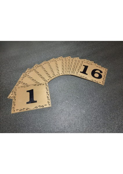 Kapı Numaraları No 1 Den 16 E 10X12 cm Yapışkanlı Metalik Altınsarı Üzeri Siyah Baskı