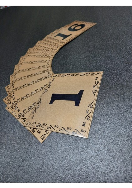 Kapı Numaraları No 1 Den 16 E 10X12 cm Yapışkanlı Metalik Altınsarı Üzeri Siyah Baskı