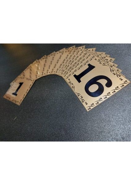 Kapı Numaraları No 1 Den 16 E 10X12 cm Yapışkanlı Metalik Altınsarı Üzeri Siyah Baskı