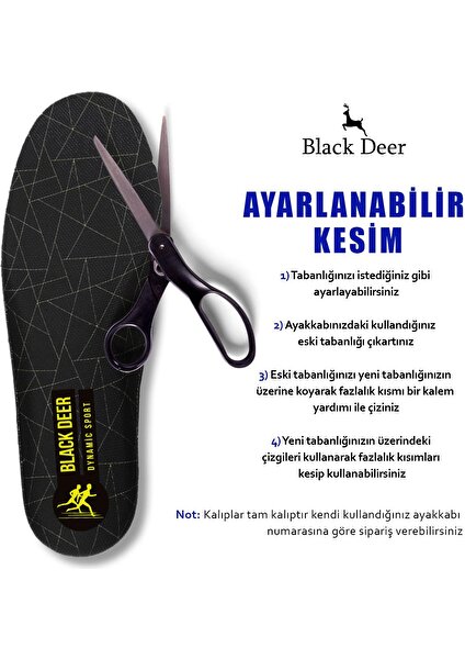 Black Deer Dynamic  Ayakkabı Iç Tabanı ,Spor Tabanlık,Ayakkabı Tabanlığı,Erkek,Kadın, Triangle Siyah