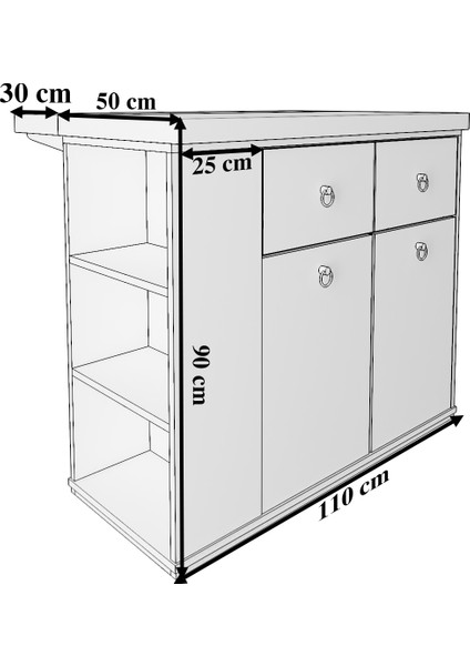 Lalin Mutfak Adası Dolaplı Çok Amaçlı Çekmeceli Kapaklı Mdf fırsatları