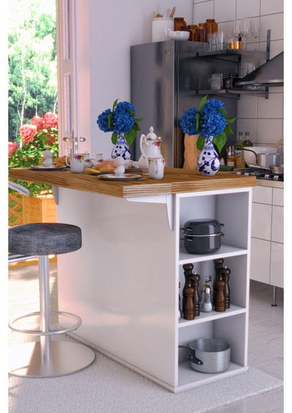 Lalin Mutfak Adası Dolaplı Çok Amaçlı Çekmeceli Kapaklı Mdf fiyatları