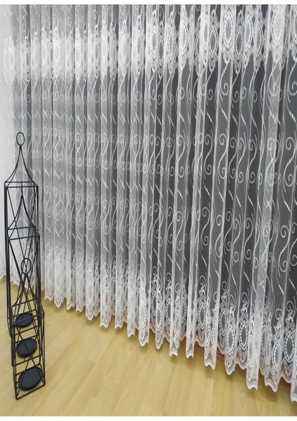 Fransız Camlara Uygun Kar Tanesi Zemin Işlemeli Ütü Istemez Dökümlü Tül Perde fiyatları
