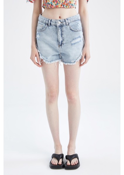 Mom Fit Jean %100 Pamuk Şort Y8089AZ22HS