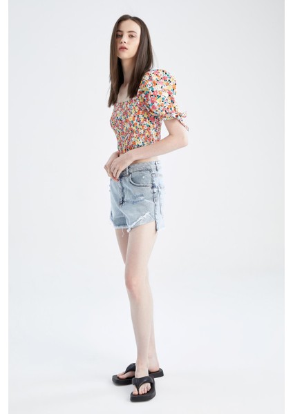 Mom Fit Jean %100 Pamuk Şort Y8089AZ22HS