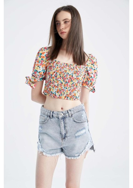 Mom Fit Jean %100 Pamuk Şort Y8089AZ22HS