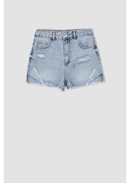 Mom Fit Jean %100 Pamuk Şort Y8089AZ22HS