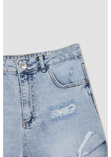 Mom Fit Jean %100 Pamuk Şort Y8089AZ22HS