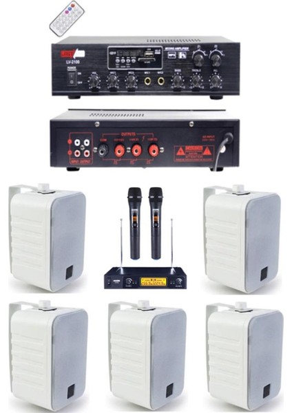 Large Plus Paket-4 Hoparlör ve Anfi Anons Ses Sistemi Seti