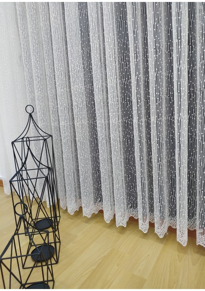 Fransız Camlara Uygun Kar Tanesi Zemin Işlemeli Orta Pile Tül Perde fiyatları