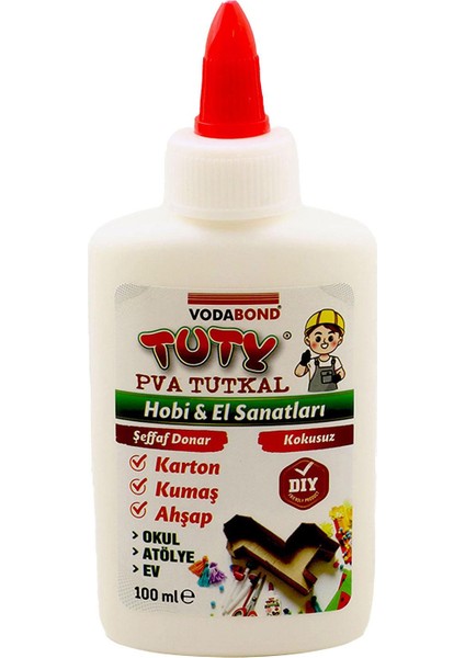 Tuty Karton Kumaş Ahşap Tutkalı Şeffaf Donar 100 ml