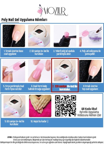 Mozur Professional Şeffaf Poly Nail Gel 30 ml – UV/LED Uyumlu, Hızlı Kuruyan Tırnak Uzatma ve Şekillendirme Jeli modelleri