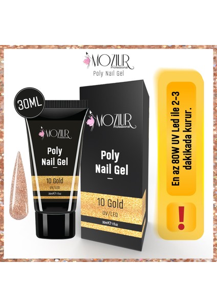Uv/Led Poly Jel 30ml - (Şeffaf) Gold Simli fiyatları
